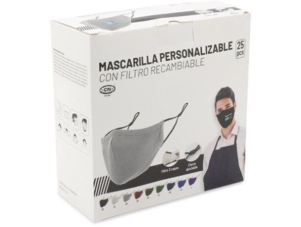 Mascarilla de tela personalizada con filtro de 3 capas detalle 2