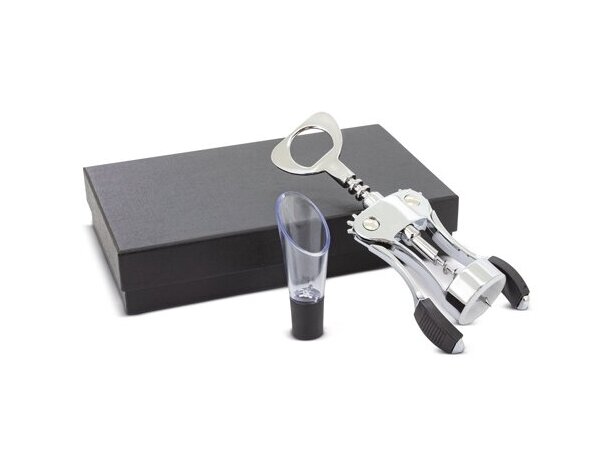 Set de vino Piamonte con abridor y vertedor en acero inoxidable detalle 6