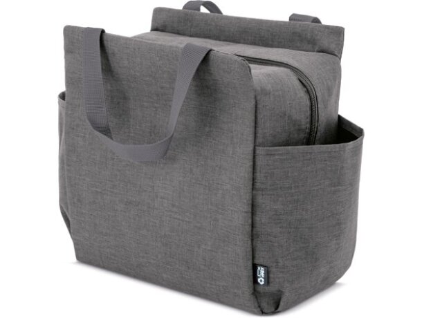 Bolsa nevera Yaky con interior aislante y bolsillos laterales Gris detalle 9