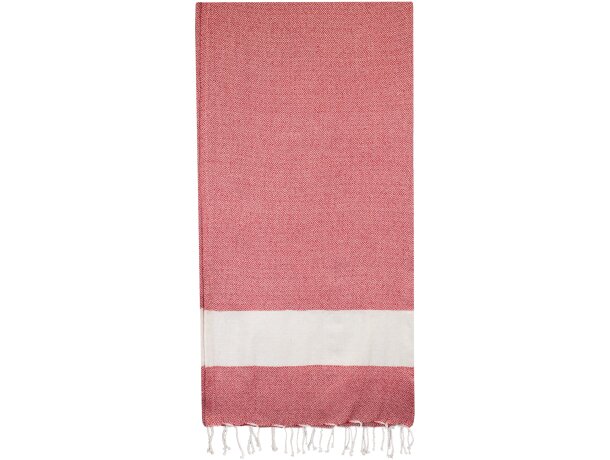 Toalla pareo Porto Principe algodón reciclado con fleco Turquesa detalle 7