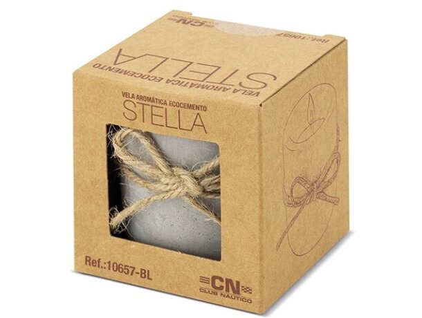 Vela aromática Stella en cemento decorativo con tres aromas Azul detalle 2