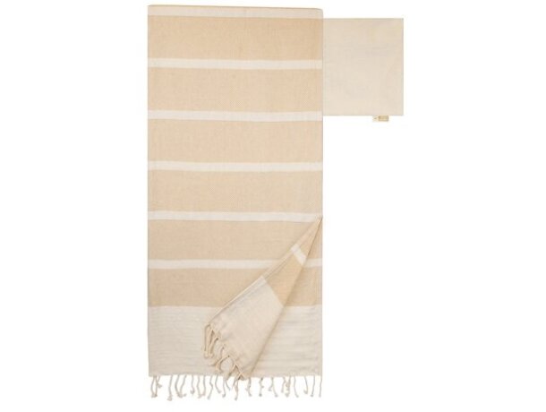 Toalla pareo de algodón orgánico con bolsa integrada Islas Menores Beige detalle 5