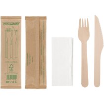 Set cubiertos madera Tapa con tenedor y cuchillo