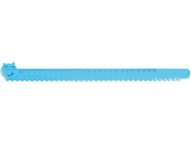 Regla flexible motivo gusanito personalizada azul Regla flexible motivo gusanito personalizada azul