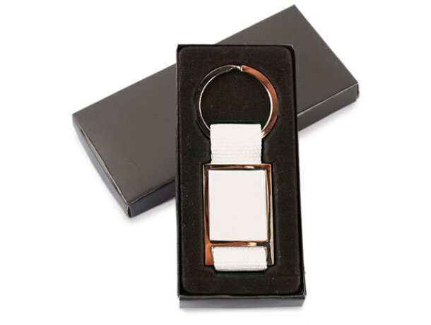 Llavero de metal personalizado blanco barata