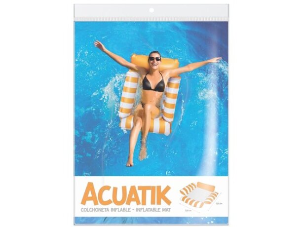 Colchoneta hinchable Acuatik de PVC y malla para piscina Blanco/naranja detalle 3