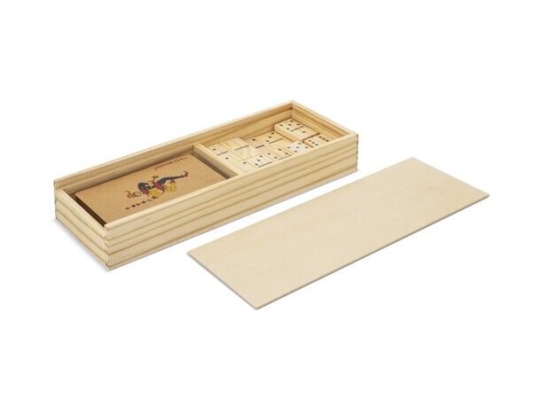 Set Recreo de dominó y cartas en madera natural y papel reciclado detalle 6