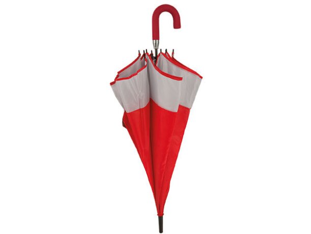 Paraguas automático con mango y detalles del mismo color rojo