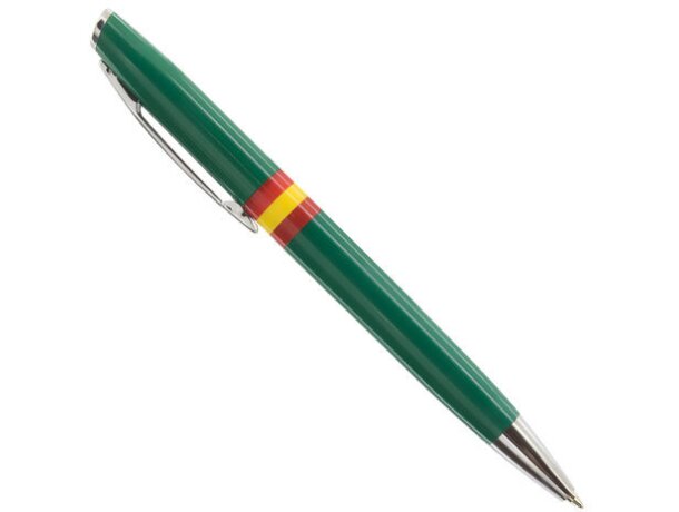 Bolígrafo de plástico con bandera española verde