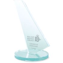 Trofeo de cristal personalizado en forma de vela personalizado