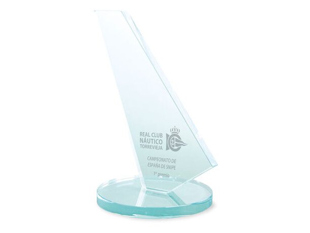 Trofeo de cristal en forma de vela