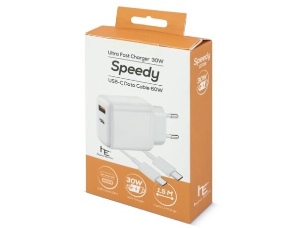 Cargador Speedy 30W con cable USB-C de carga rápida detalle 3