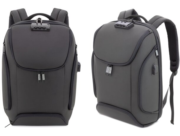 Mochila semirrígida Hofman con bolsillo antirrobo y USB detalle 19