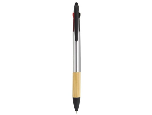 Bolígrafo puntero 3 colores bambú Irvin plata