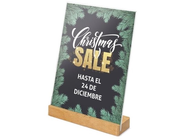 Portagráfica A5 base madera Izor con grabación personalizable detalle 3