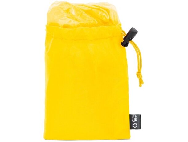 Poncho plegable Bross con bolsa rPET para campañas corporativas Amarilla detalle 2