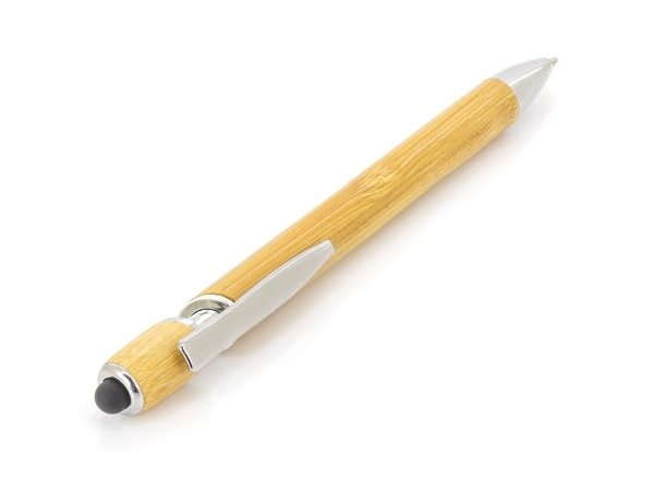 Bolígrafo bambú Riverside con touch y apliques cromados detalle 4