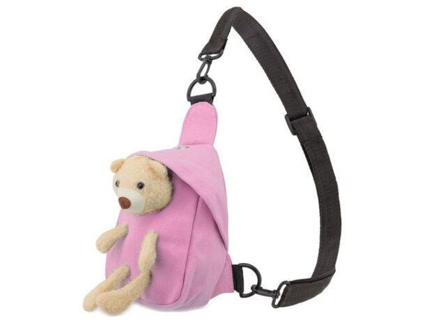 Bandolera Osito Tibby de poliéster para niños con grabación Rosa detalle 3