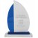 Trofeo vela de cristal azul y blanco personalizado sin color
