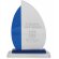 Trofeo vela de cristal azul y blanco personalizado