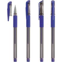 Bolígrafo Office gris translúcido con grip goma y logo