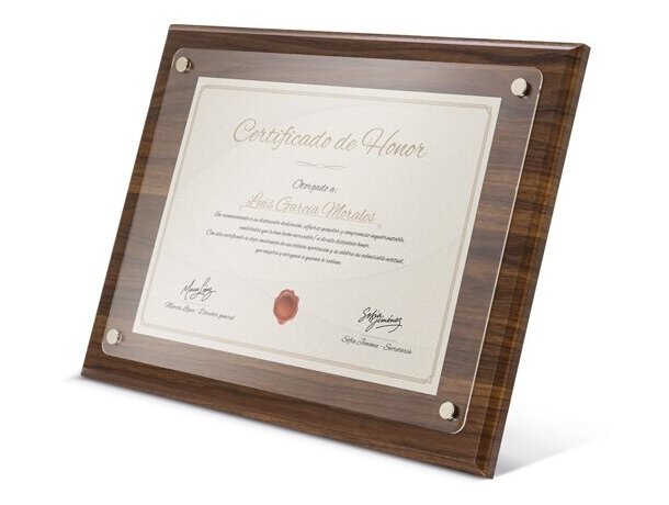 Marco de madera para diploma A4 Excelencia detalle 4