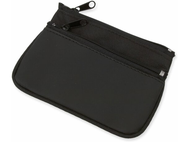 Monedero 2 cremalleras li/gr Duble negro