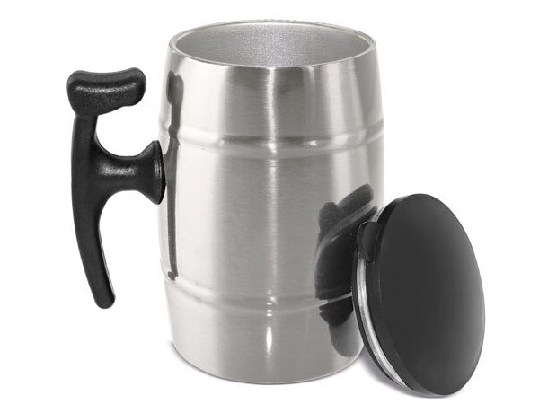 Mug anatómica con tapa Viking plata