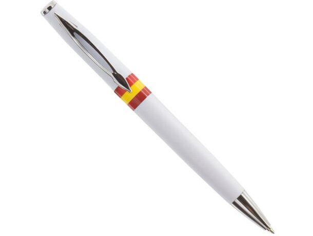 Bolígrafo de plástico con bandera española blanco