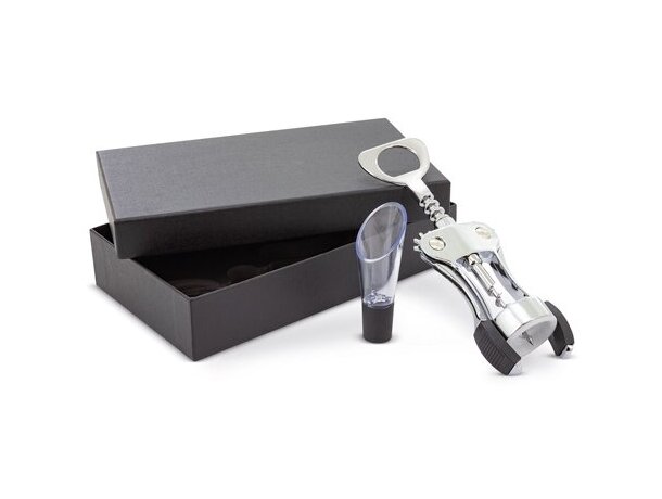 Set de vino Piamonte con abridor y vertedor en acero inoxidable detalle 10