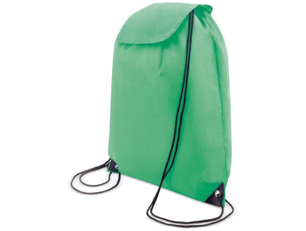 Bolsa mochila de nylon con cuerdas verde