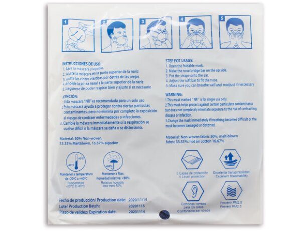 Mascarilla ultra proteccion de colroes ffp2 Azul marino detalle 9