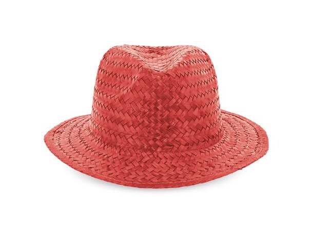 Sombrero de paja de colores rojo