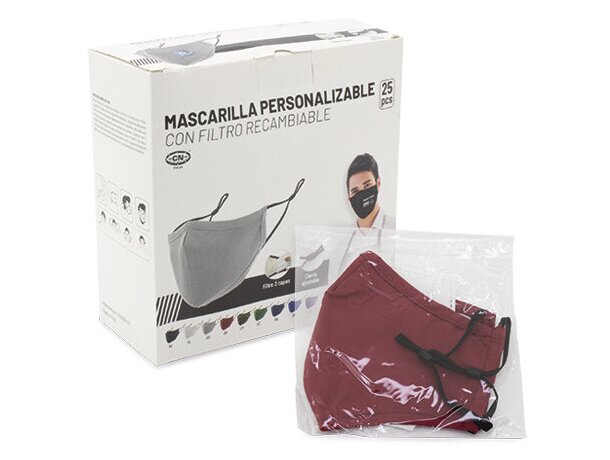 Mascarilla de tela personalizada con filtro de 3 capas blanco