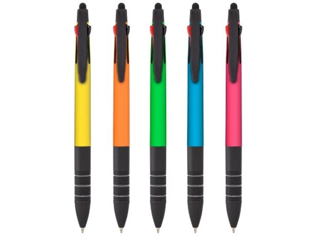Set bolígrafos 3 tintas Impact pack 5 unidades colores ácidos Surtido detalle 1