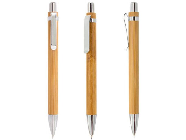 Set boligrafo y portaminas bambu