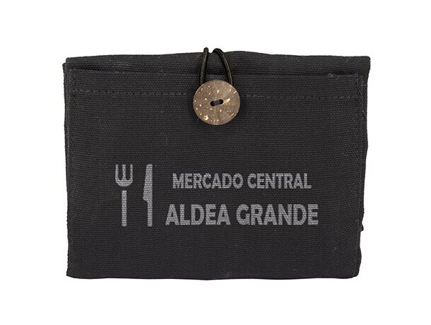 Bolsa de algodon plegable con bolsillo Nadia negro