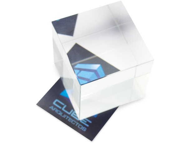 Pisa papeles de cristal cubo con logo