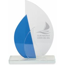 Trofeo De Cristal Con Forma De Velero Personalizado