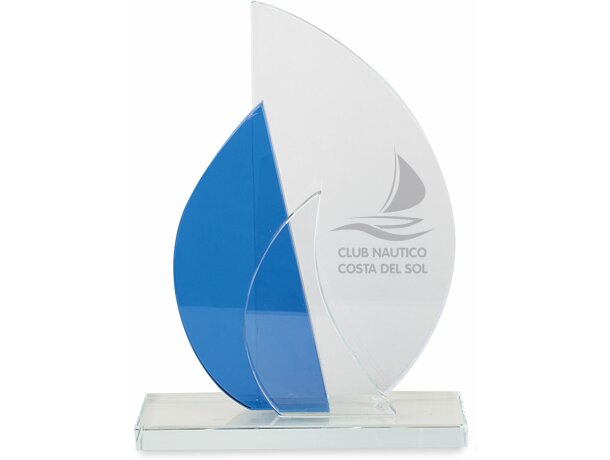 Trofeo de cristal con forma de velero personalizado Trofeo de cristal con forma de velero personalizado