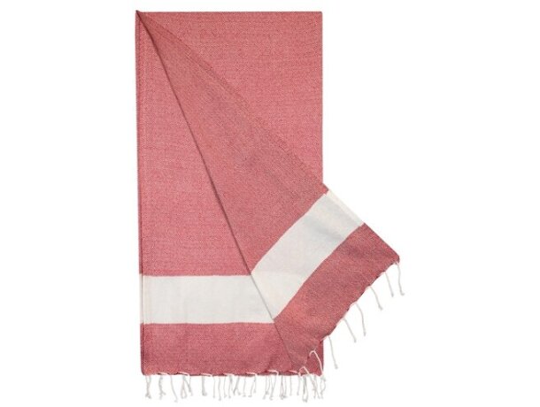 Toalla pareo Porto Principe algodón reciclado con fleco Rojo detalle 4