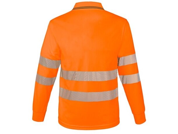 Polo manga larga con bolsillo y bandas reflectantes QVO Naranja detalle 2
