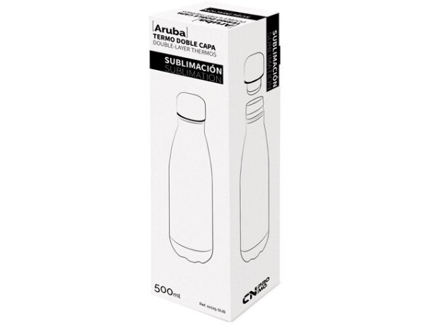 Termo doble capa Aruba con sublimación personalizable 500ml Blanca detalle 2