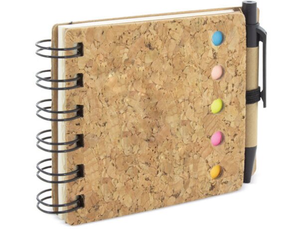 Libreta con marcadores y tapas de corcho