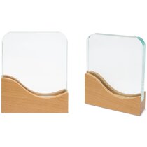 Trofeo publicitario Alawalpur cristal y madera