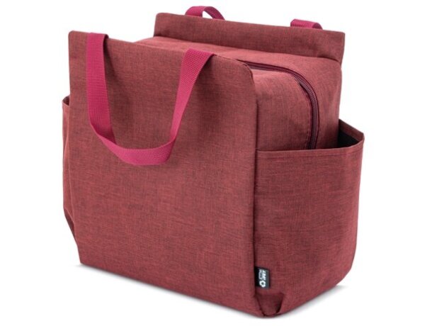 Bolsa nevera Yaky con interior aislante y bolsillos laterales Burdeos detalle 2