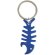 Llavero raspa de pescado de aluminio azul grabada