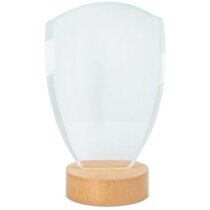 Trofeo Évora cristal con peana madera natural