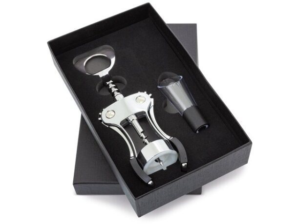 Set de vino Piamonte con abridor y vertedor en acero inoxidable detalle 9