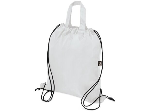 Bolsa mochila RPET Carot con cuerdas ajustables Blanco detalle 4